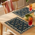 thumbnail image 4 of Boho Floral Placemats Set of 12 Geometric Ethnic Tribe Botanical Place Mats Indoor Wipeable Table Mats Washable Cloth Dining Table Placemats for Kitchen Holiday Party Home Decor 13x19 Inch, 4 of 9