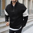 thumbnail image 2 of Telankuip Men's Lightweight Quarter Zipper Neck Sweatshirts Loose Fit Color-Block Long Sleeve Pullovers Casual Windbreaker Thermal Tops for Running Sports and Fitness Black M, 2 of 5