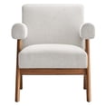 thumbnail image 5 of Armchair Accent Chair, Ivory White, Fabric, Wood, Living Kitchen Cafe Bistro Hospitality Restaurant, Modern Contemporary HB36174, 5 of 9