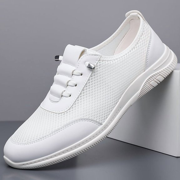 Breathable Mesh Slip On Elastic Lace Walking Casual Shoes