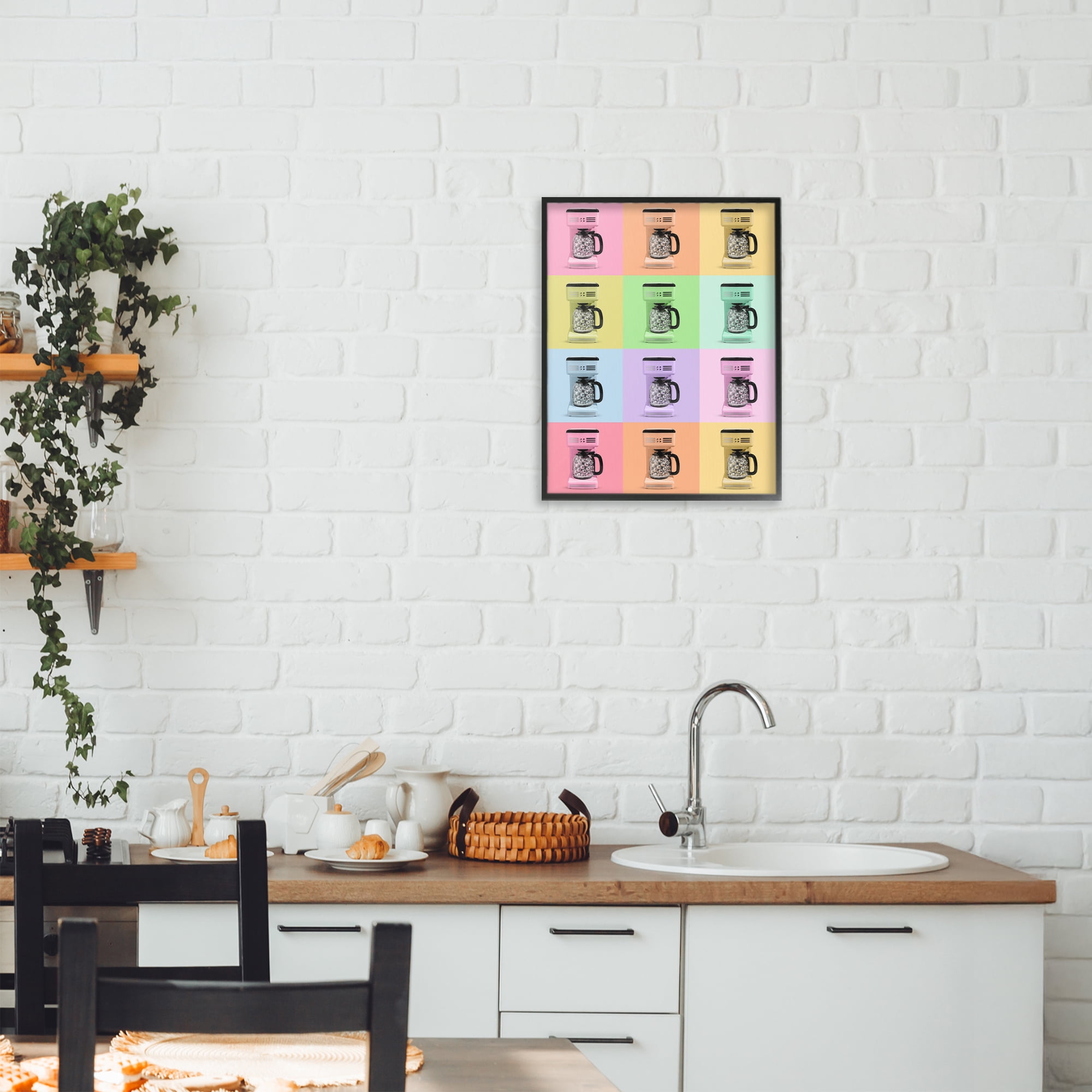Stupell Industries Disco Coffee Maker Collage Black Framed Giclee Art, design by LISH Creative
