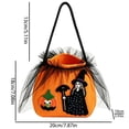 thumbnail image 3 of Halloween Kids Trick Or Treat Candy Bag, Witch Pumpkin Embroidery Non‑Woven Handbag With Handle, Reusable Goodie Gift Pouch For Halloween Party, Orange, 3 of 9