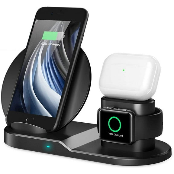 Wireless Charger, 3 in 1 Wireless Charging Station Dock for AirPods/Apple Watch, Fast Charging Stand Compatible for iPhone 11 Pro Max/Xs/XS,Black