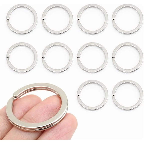 Key Rings Quality Keychain Rings Metal Flat Split Rings for Car Keys Attachment DIY Leathercraft 10pcs VTKR (1" (25mm) KR34, Silver)