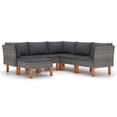thumbnail image 2 of vidaXL 6 Piece Garden Lounge Set with Cushions Poly Rattan Grey, 2 of 9