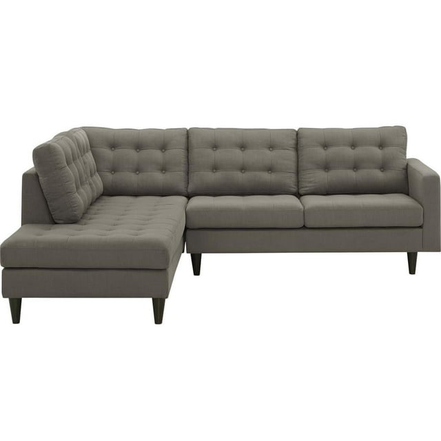 Modway Empress 2-Piece Fabric Upholstered Left-Facing Sectional in Granite Gray