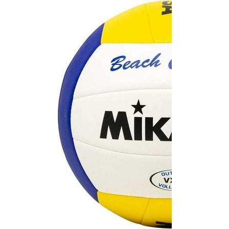 Official Size Beach Volleyball with 3 Color Panel Design - White/Blue/Yellow