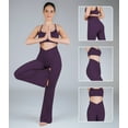 thumbnail image 3 of Nirlon Crossover Flare Leggings For Women - Regular & Plus Size Flare Pants High Waisted Wide Yoga Pants (14 34", Purple), 3 of 6