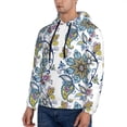 thumbnail image 3 of Pofeuu Flowers and Butterflies Print Mens Casual Hooded Collar Drawstring Hoodies Pullover Sweatshirts Casual Long Sleeve Shirts-Medium, 3 of 7