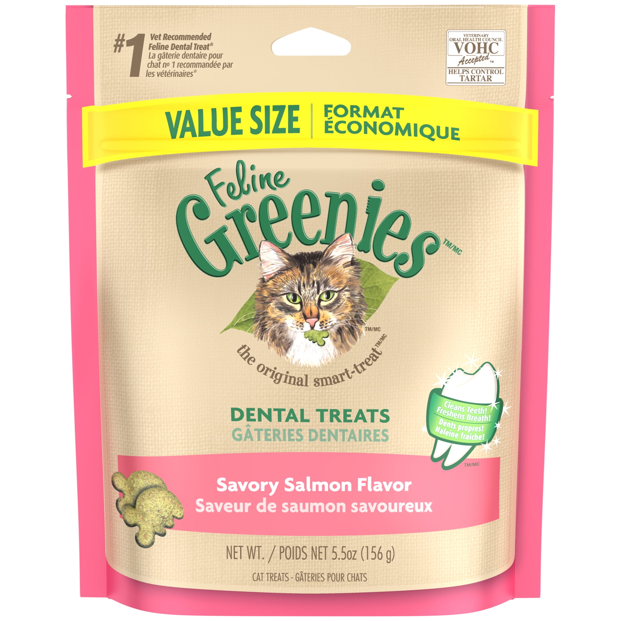 Feline Greenies Dental Natural Cat Treats, Savory Salmon Flavor, 5.5 oz