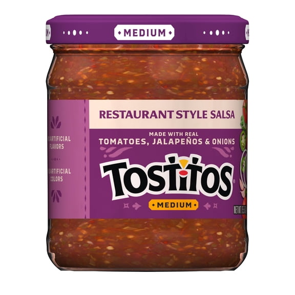 Tostitos Medium Restaurant Style Salsa, No Artificial Colors, No Artificial Flavors, 15.5 oz Jar