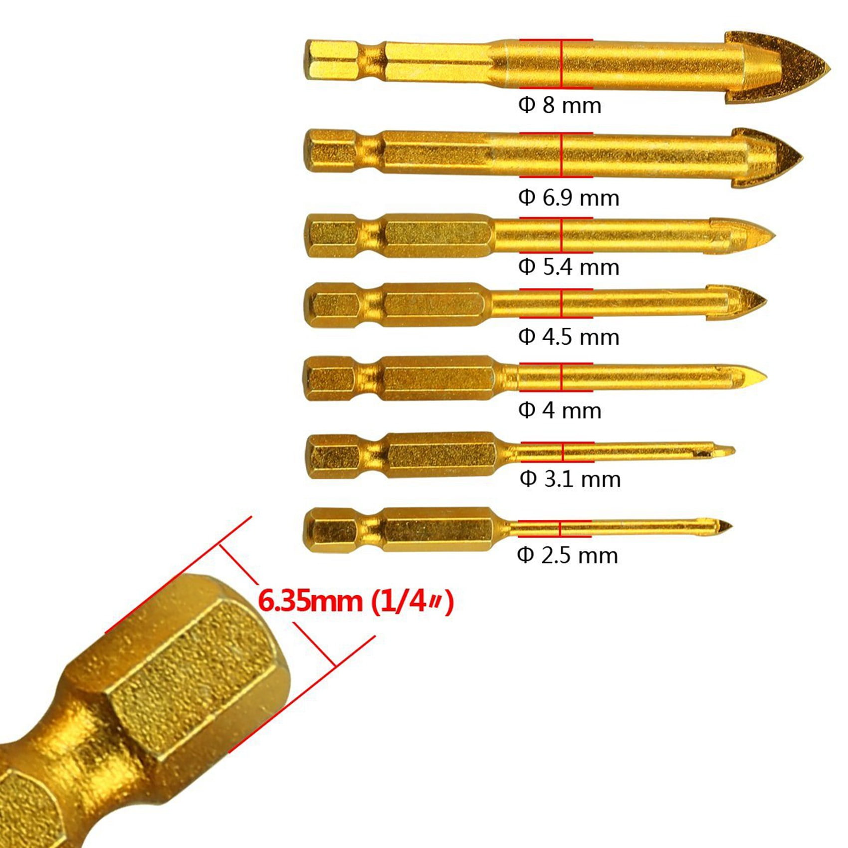 18 Pcs. Tile Drill Ceramic Drill Set of Glass Drill Bits Set Hexagon Tile Drill Set 3/4/5/6/8/10 / 12mm