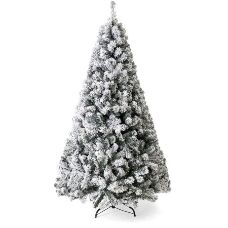 Best Choice Products 7.5ft Snow Flocked Hinged Artificial Christmas Pine Tree Holiday Decor with Metal Stand, (Best Christmas Gifts Under 50)
