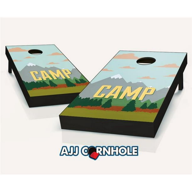 AJJCornhole 107-CampTheme Camp Theme Cornhole Set avec des Sacs - 8 x 24 x 48 Po.