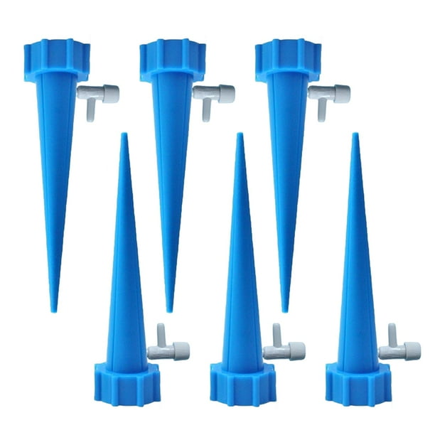 Púas de riego automático para plantas, dispositivos de riego por goteo para plantas en macetas y jardín. Azul 6 piezas