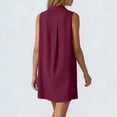thumbnail image 5 of ClodeEU Women's Sleeveless Collared Shirt Dress, Casual Solid Color Ruffled Hem Tunic Mini Dress Wine,Women's Plus XL, 5 of 6