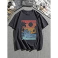 thumbnail image 4 of Haga una declaración con esta elegante camiseta gráfica: estampado de cocoteros y olas para ropa de verano para hombres, 4 of 4