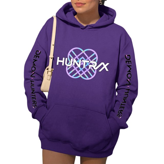 Demon Pop Hunters Movie Hooded Sweatshirt, HUNTR/X Rumi,Mire Zoeyy Kids Long Sleeve Sweatshirt,HUNTR/X Print,Girls' Fashion Casual Long Sleeve Printed Crew Neck Sweatshirt Top