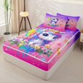 thumbnail image 2 of Homewish Cute Unicorn Zipper Twin Comforter Sets with Fitted Sheet and 2 Pillowcases，Colorful Flowers Watercolor Splatter Ink Zipper Bedding Set For Kids Girls,Pink Reversible,4 Pieces, 2 of 7