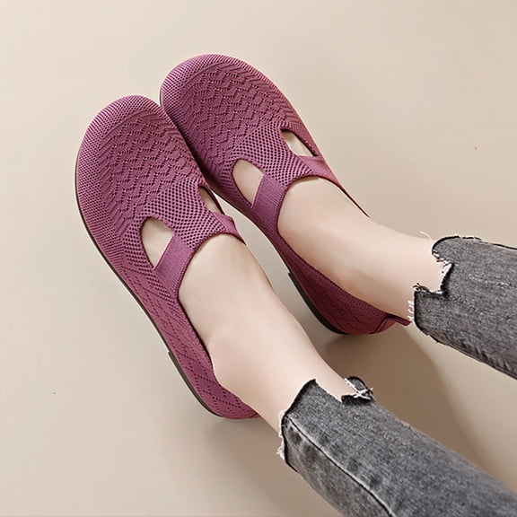 AUDeals Women Soft Sole Shoes, Breathable Casual Slip On Shoes, Non Slip Low Top Platform Shoes for Work and Travel (Purple, 8)