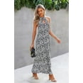 thumbnail image 3 of Animal Print Backless Halter Flowing Maxi Dress, 3 of 4