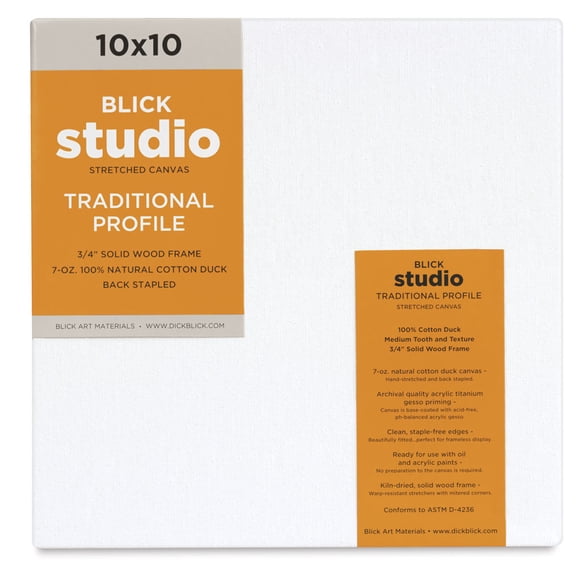 Blick Studio Stretched Cotton Canvas - Traditional Profile, 10" x 10"