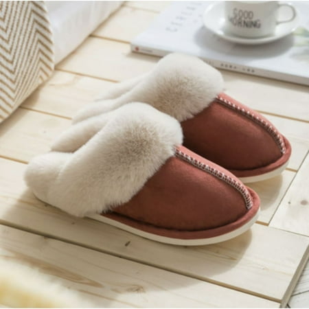 

FLOOF Women s Warm Plush Furry Slippers in Brick Red 36-37 EU