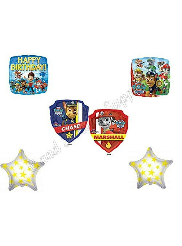 PAW PATROL 5 piece Birthday Balloons Decoration Supplies Party Chase Marshall Ryder