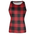 thumbnail image 4 of JULMCOMO Ribbed Knit Tank Tops for Women Plaid Crew Neck Sleeveless Summer Tank Tops Striped Color Block Slim Fit Casual Shirts Red S, 4 of 5