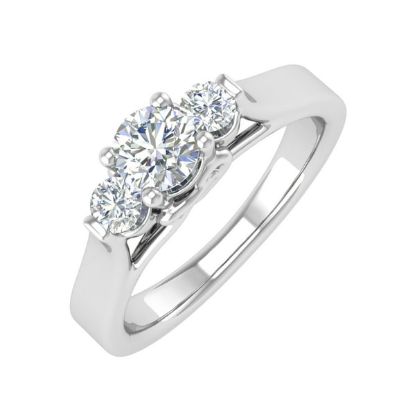 1/2 Carat 3-Stone Diamond Engagement Ring in 10K White Gold (Ring Size 10.75)