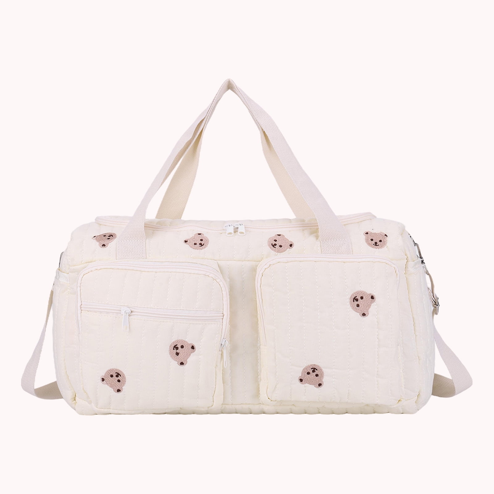 HUISZJ Diaper Bag Tote, Multi-Pockets Duffle Bag, Large Capacity Quilted Baby Diaper Bag for Mom Travel (Bears Print)