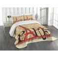 thumbnail image 3 of Ambesonne Vintage Quilted Bedspread Set 3 Pcs, Paris Eiffel Tower View, Queen Size, Red Brown Ecru, 3 of 5
