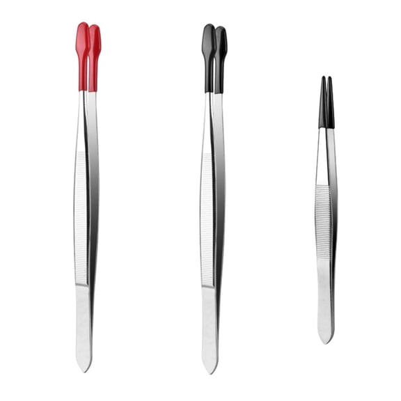 Pack of 3 Tweezers with Rubber Tip Plastic Tweezers Flat Tip Rubber Tweezers Plastic Tweezers for Laboratory Jewellery