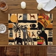 thumbnail image 3 of Black African Female Placemats Set of 6,Wipeable Washable Table Mats for Dining Tables, Ethnic Wind Elephant Giraffe Place Mats for Kitchen Event Party Tabletop Decor, 3 of 9