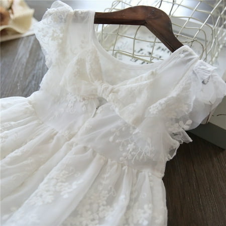 

PEASKJP Semi Formal Dresses for Girls Summer Children Girl Chiffon Flowy A-Line Tulle Princess Sleeveless Dress Sundress Girls Dress White 4-5 Years