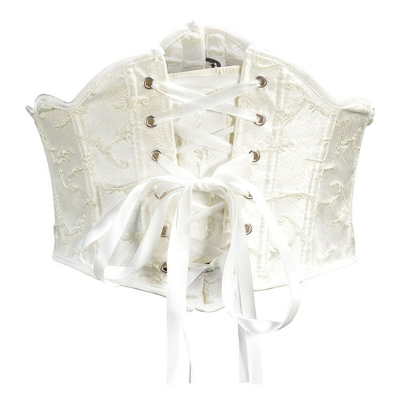 Lovskoo Women's Renaissance Corset Belt Vintage Floral Cincher Waist Trainer Boned Steampunk Underbust Waist Belt Corset Shapewear Halloween Costumes White