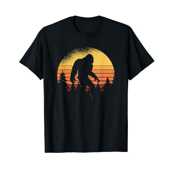 Retro Bigfoot Believer Silhouette Sasquatch Hide And Seek T-Shirt