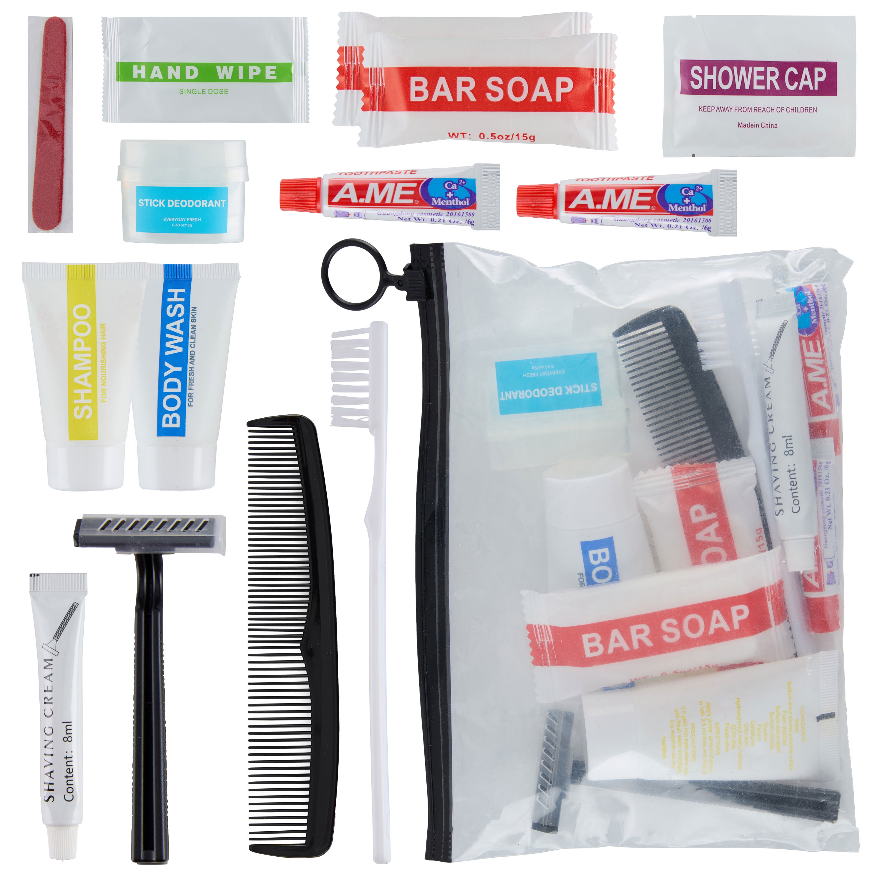 Wholesale Case of 25 Basic Hygiene Kits for Donations – Bulk Toiletry Supplies in Zip Pouch – Perfect for Donations Homeless Shelters, Relief Efforts & Charity Drives (50ct)