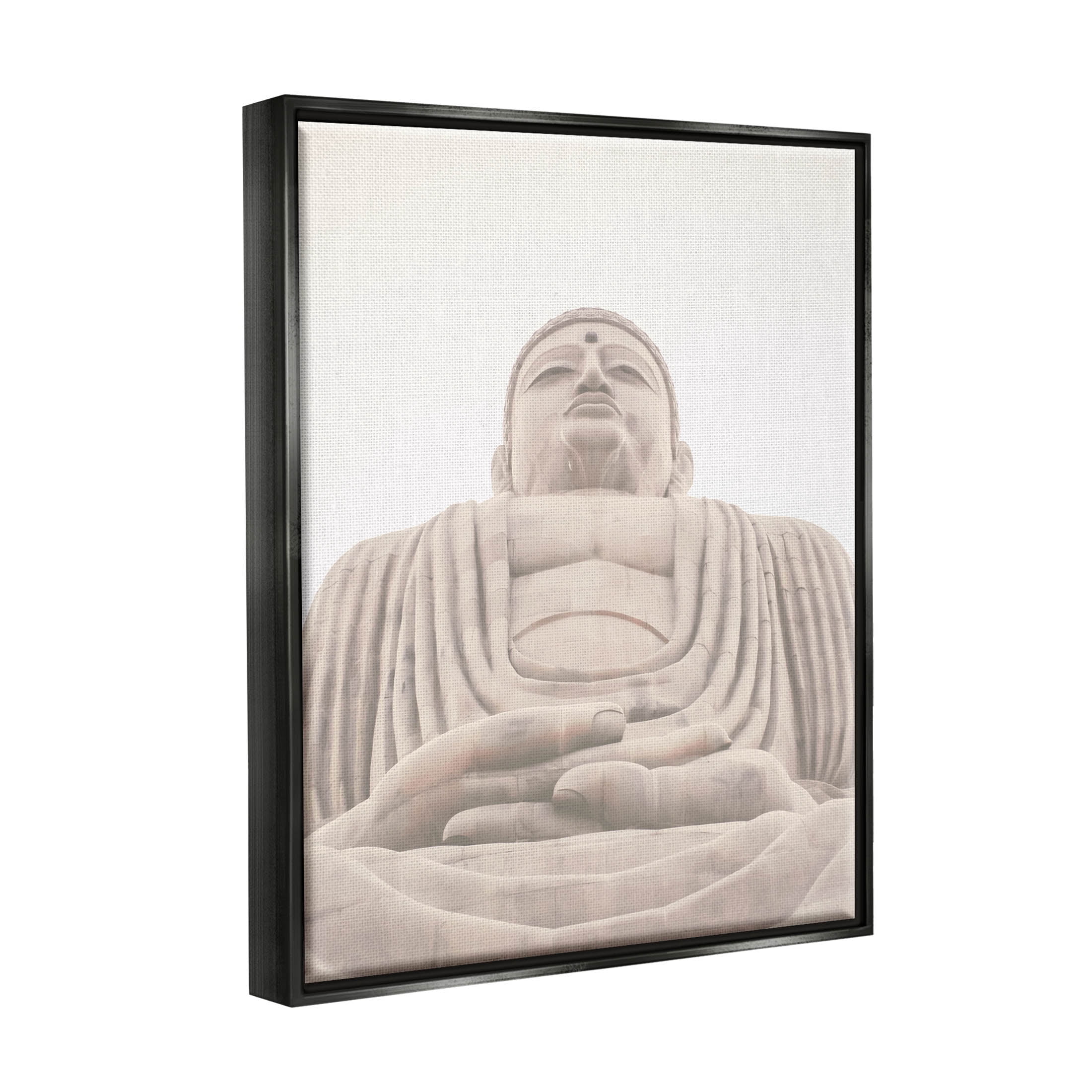 Spiritual Buddha Sacred Sculpture Religious Photograph Jet Black Framed Art Print Wall Art