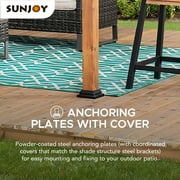 Sunjoy Aura 8.5 x 13 ft. Outdoor Steel Arched Pergola with Tan Weather-resistant Fabric Canopy for Patio, Backyard, Garden Activities