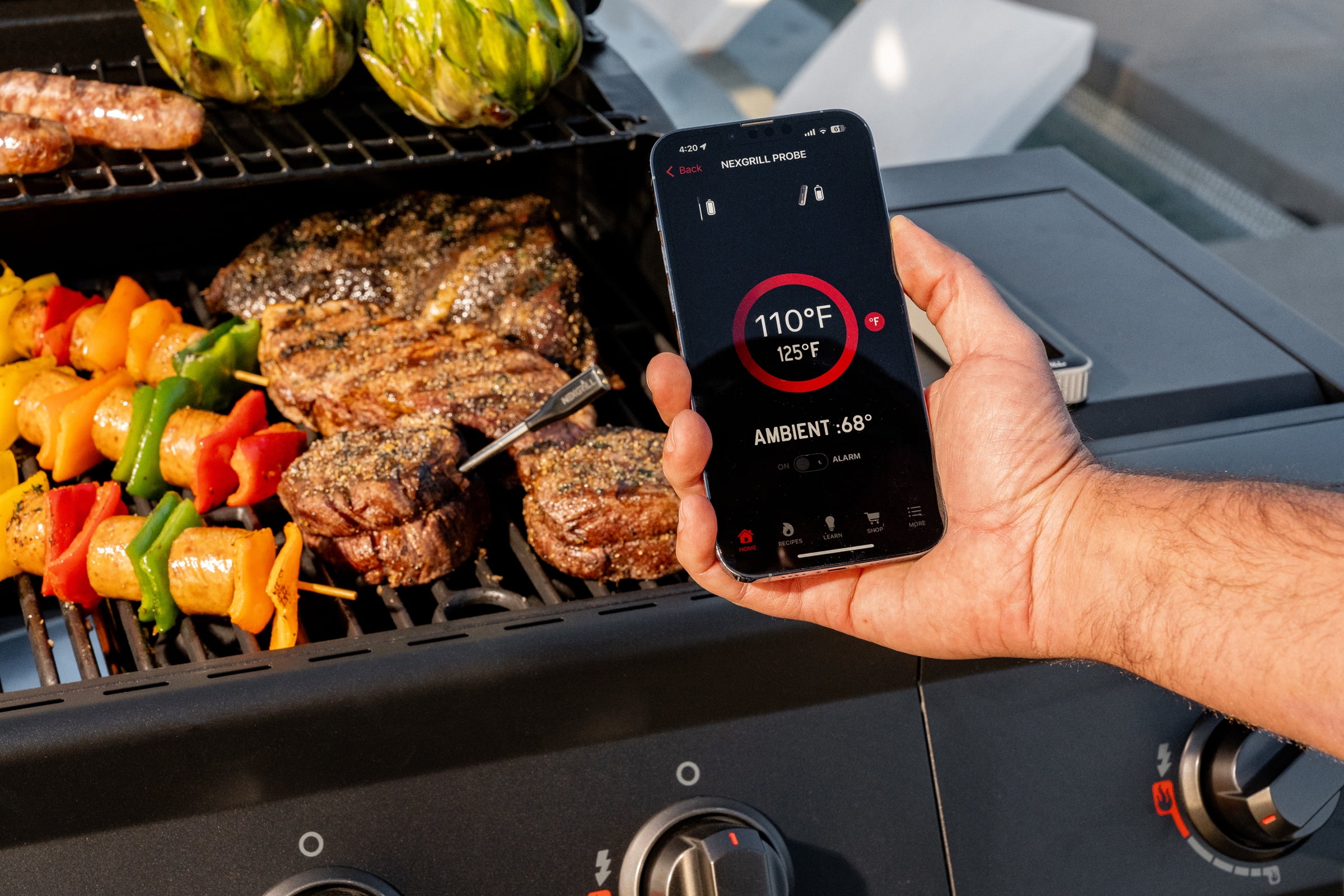 Nexgrill Digital Wireless Meat Thermometer – Smart Meat Probe Thermometer Wireless for Grilling, Smoker, Oven & BBQ Cooking Thermometer for Meat with Dual Temp Sensor & Charging Case – 530-04113