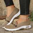 thumbnail image 6 of pwidon Women's Breathable Knit Slip On Loafers Orthopedic Arch Support Platform Wedge Comfort Walking Casual Sneaker Shoes Coffee 6.5, 6 of 6