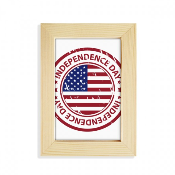 USA Independence Day Flag Red Postmark Desktop Display Photo Frame Picture Art Painting 5x7 inch