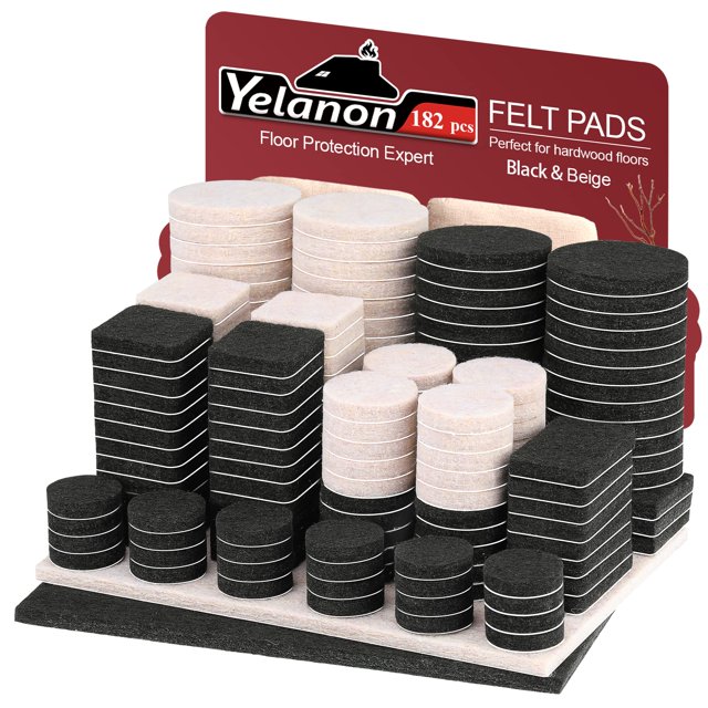 Protectores de fieltro para muebles Yelanon, 182 piezas