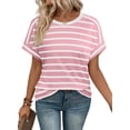 thumbnail image 3 of Ronuti Womens Tshirts Short Sleeve Fashion Shirts Summer Tops Fashion Womens Clothes Womens Striped Tshirt, 3 of 8