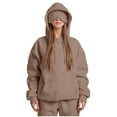 thumbnail image 2 of Yteetum Hoodie With Eye Mask for Womens Comfort Airplane Mode Travel Pocket Hoodie Casual Loose Long Sleeve Drawstring Hooded Pullover Sweatshirts Top, Lightweight Solid Fall Wearable Blanket Hoodies, 2 of 7
