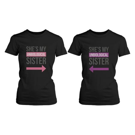 Girl Friendship - Best Friends T Shirts - Unbiological Sister - BFF Matching (Matching Best Friend Crop Tops)