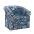 thumbnail image 2 of Grandee Club Chair with Swivel, Ocean Blue and White Coastal Pattern, 2 of 8