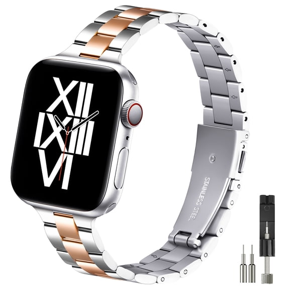 WFEAGL Thin Band Apple Watch Stainless Steel Metal Replacement Adjustable 38mm 40mm 41mm