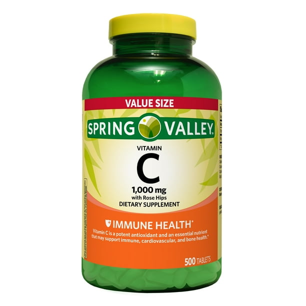 Spring Valley Vitamin C with Rose Hips Tablets Dietary Supplement Value